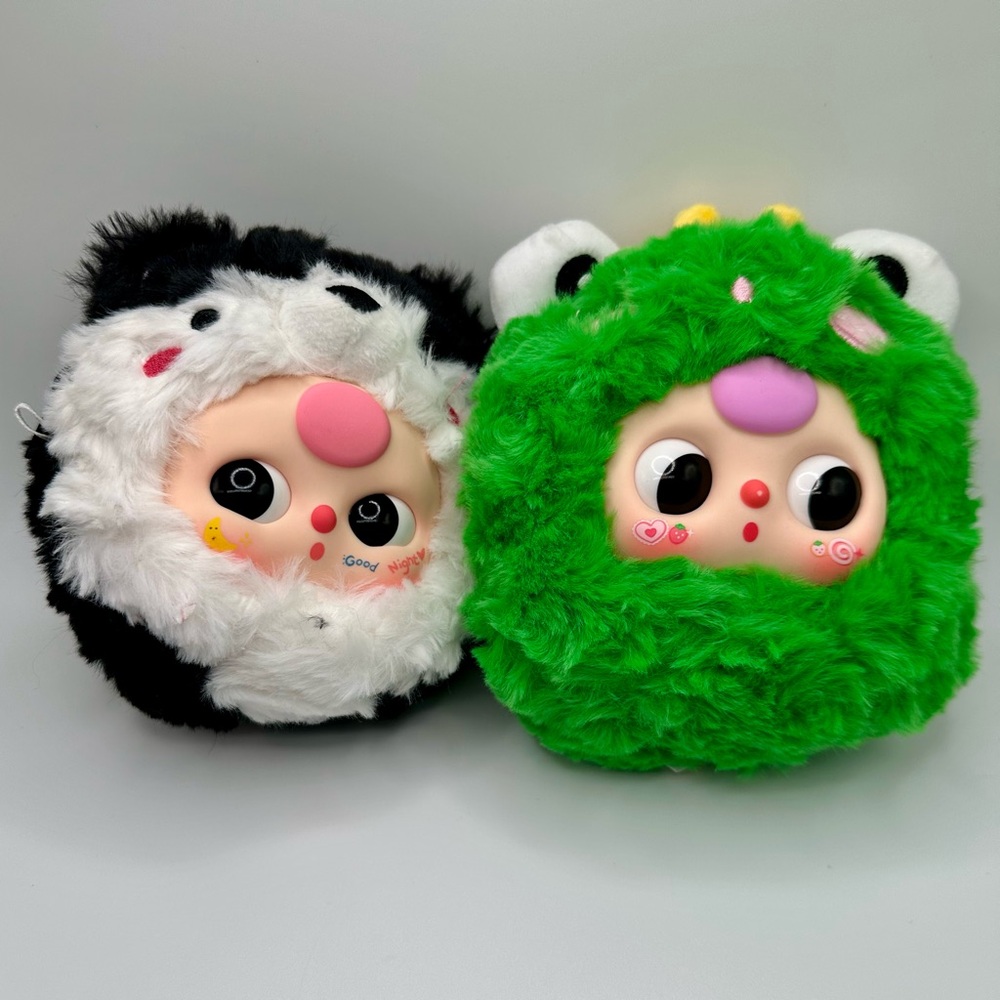 Lot of 2 Baby Three BB3 Plush Dog Zipper Bag & V2 Frog Storage Pouch Pendant